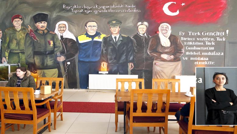 Hastane’nin kantin duvarına, Türkiye’nin Kahramanları’nı resmetti
