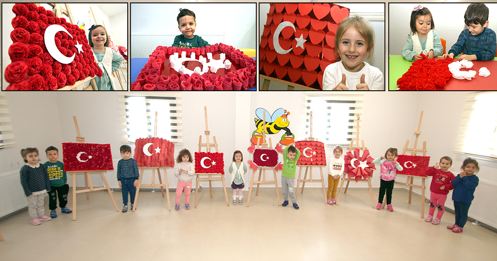 Anaokulu öğrencileri, Türk Bayrağı motifleri yaptı