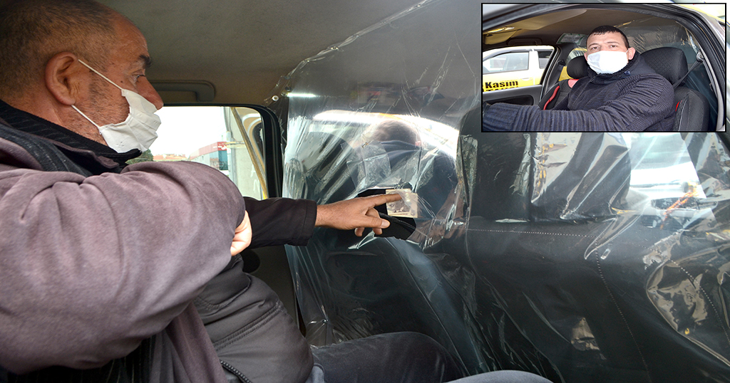 Taksi şoföründen, koronavirüse brandalı önlem