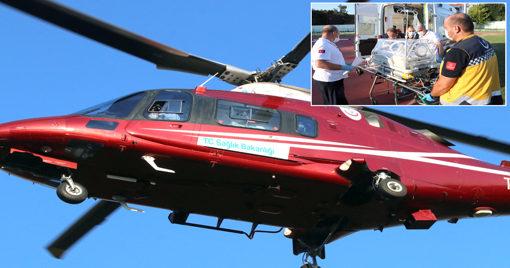 Ambulans helikopter, yeni doğan bebek için havalandı