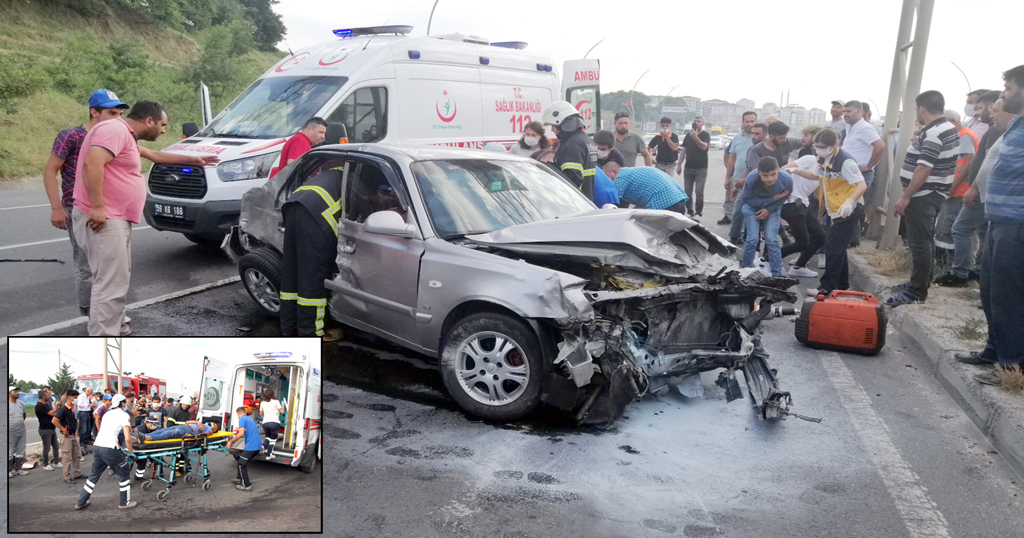 Üç aracın çarpıştığı kazada, dört kişi yaralandı