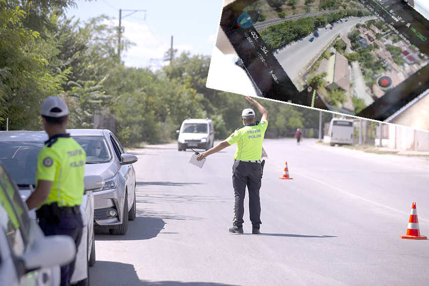Trafik ekiplerinden “drone” destekli kontrol