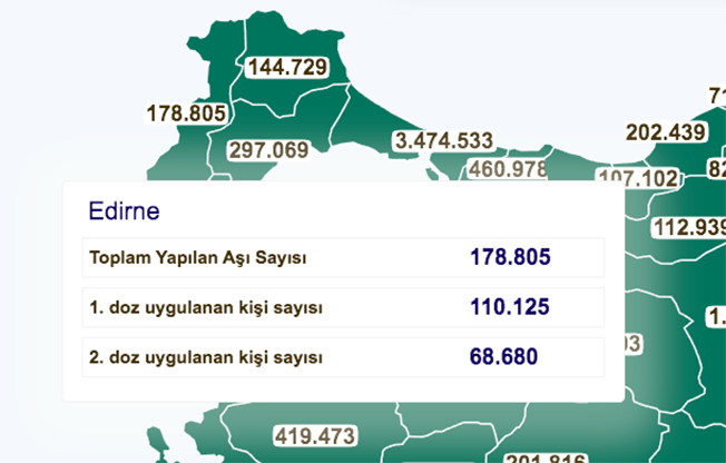 Edirne’de 178 bin 805 kişi aşılandı