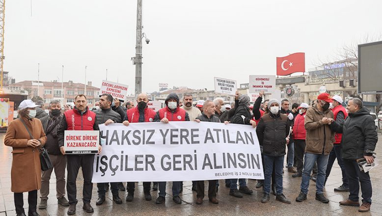 Belediye İş Sendikası üyelerinden Bakırköy Belediyesi önünde “işe iade” eylemi