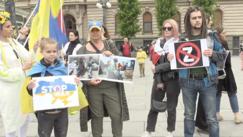 Sırbistan’da Ukrayna’ya destek gösterisi düzenlendi