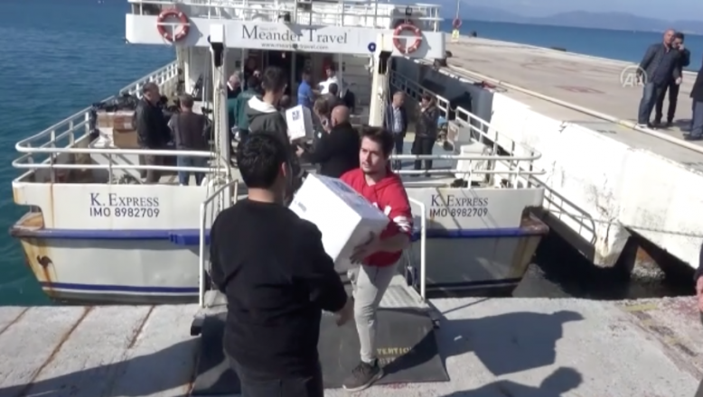 Yunanistan’ın Sisam Adası’ndan gelen yardım malzemeleri deprem bölgesine gönderildi