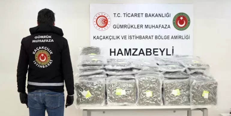 Hamzabeyli Gümrük Kapısı’nda 60,8 kilogram uyuşturucu ele geçirildi