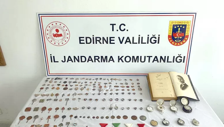 Edirne’de jandarma 190 parça tarihi eser ele geçirdi