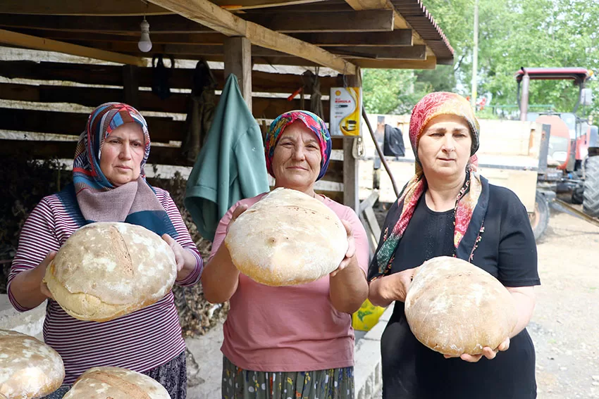 Tekirdağ’da kadınlar taş fırında pişirdikleri köy ekmeğiyle aile bütçesine katkı sağlıyor