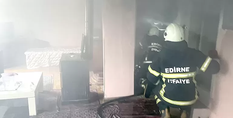 Edirne’de bir evde çıkan yangın hasara neden oldu