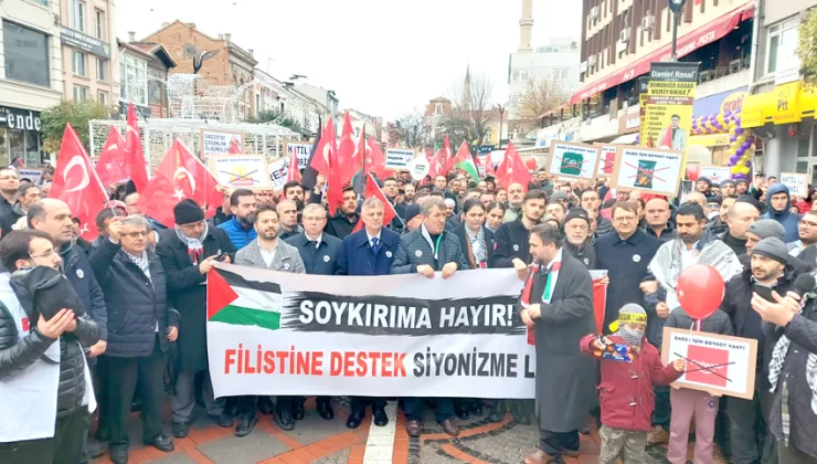 Edirne’de Özgür Filistin Yürüyüşü düzenlendi
