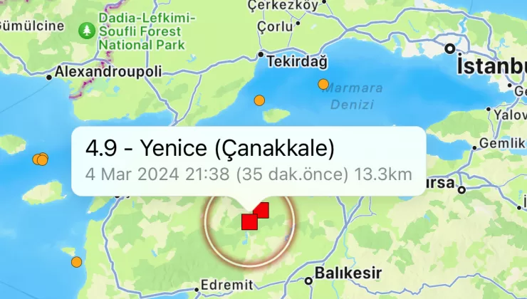 Çanakkale’de 4.9 büyüklüğünde deprem