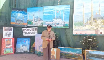 Emekli müezzinden Edirne resimleri sergisi