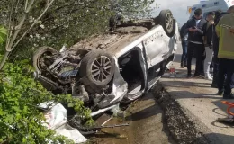 Bursa’da devrilen otomobildeki 4 kişi yaralandı