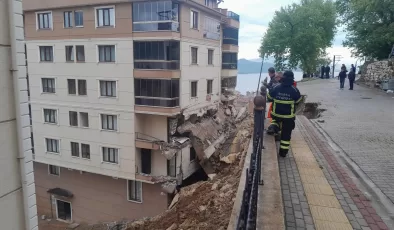 Bursa’da istinat duvarının, üzerine devrildiği apartmandaki 2 kişi yaralandı