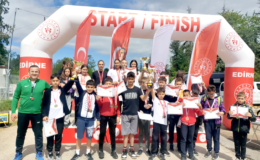 Edirne’de okullar arası bisiklet yol yarışı yapıldı