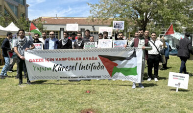 Tekirdağ’da üniversite öğrencilerinin Filistin’e destek eylemleri devam ediyor