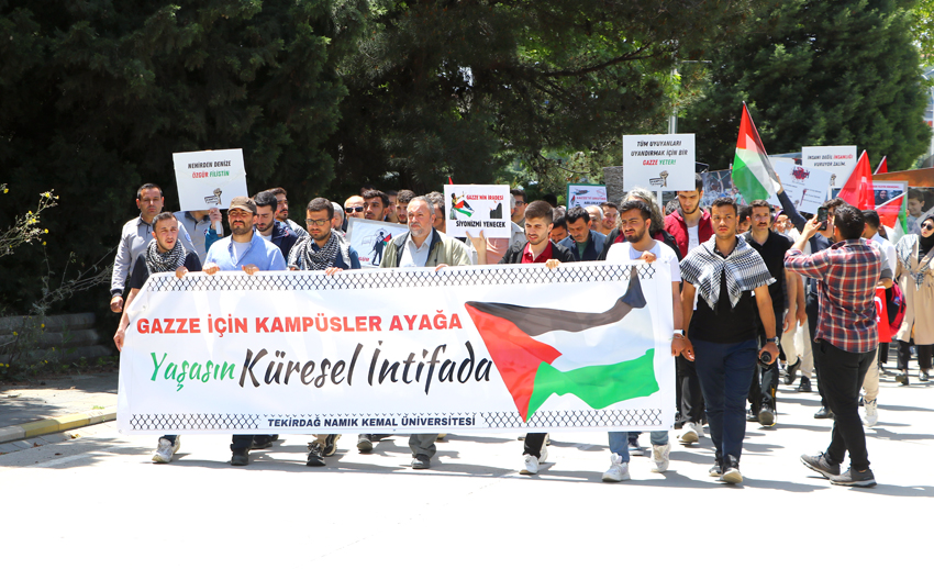 Tekirdağ’da öğrenciler ve akademisyenler, Filistin’e destek için yürüdü