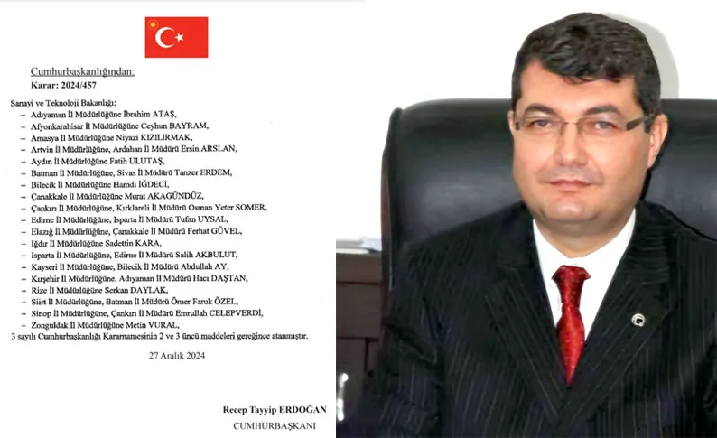 Edirne Sanayi ve Teknoloji İl Müdürü Tufan Uysal oldu