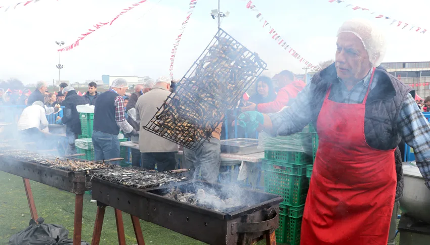 Tekirdağ’da festivalde vatandaşlara 5 ton hamsi dağıtıldı