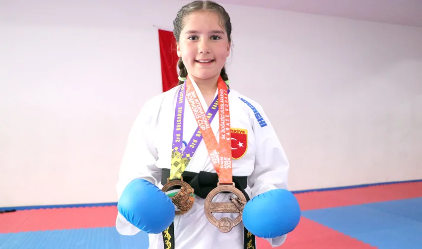 Minik karateci Elis Lina Yılmaz’ın hedefi Balkan Şampiyonası’nda madalya