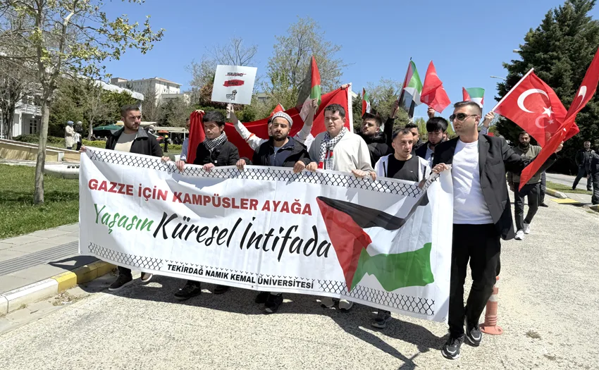 Tekirdağ’da üniversite öğrencileri Filistin’e destek için yürüdü