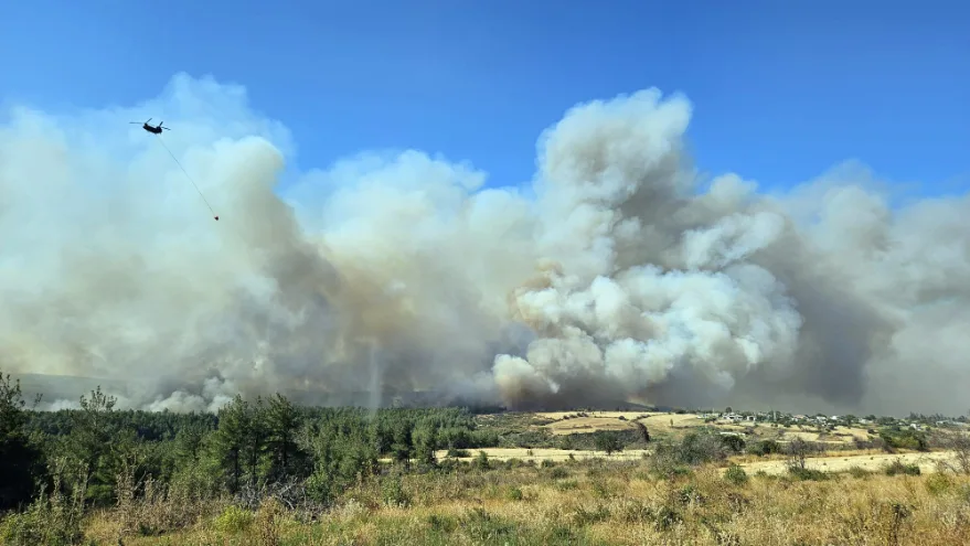 Çanakkale Gelibolu’da çıkan yangına müdahale sürüyor