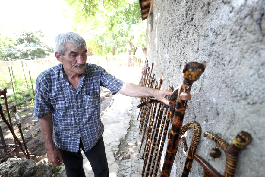 AA 20250923 39200919 39200914 DOGADAN TOPLADIGI AGAC DALLARINI HAYVAN FIGURLU BASTONLARA DONUSTURUYOR - Doğadan topladığı ağaç dallarını hayvan figürlü bastonlara dönüştürüyor