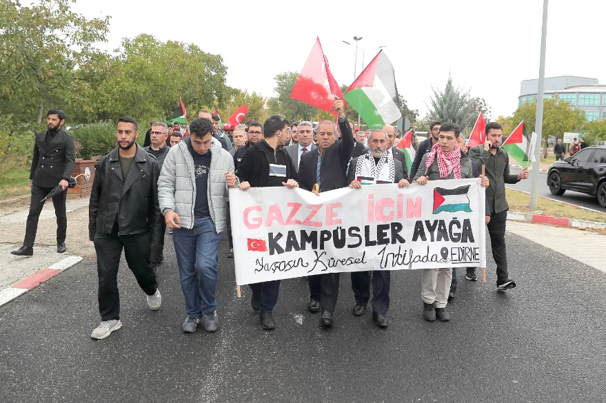 TU Gazze Eylem 3 - Trakya Üniversitesi’nde Gazze’ye destek yürüyüşü
