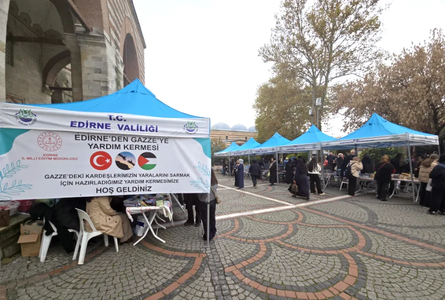 Edirne eğitim camiası kermesle Gazze için tek yürek oldu
