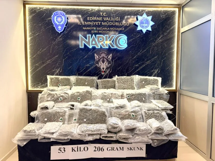 Kapıkule’de TIR’da 53 kilo 206 gram skunk ele geçirildi