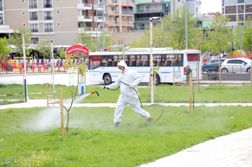 Park ve bahçelerde ilaçlama çalışmaları sürüyor