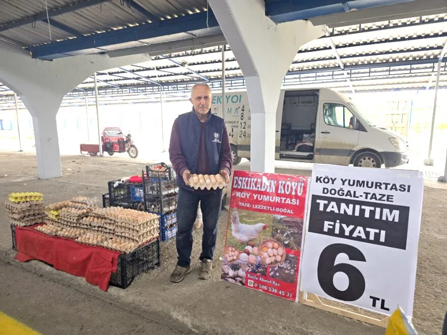 Edirne halk pazarında köy yumurtasına yoğun talep