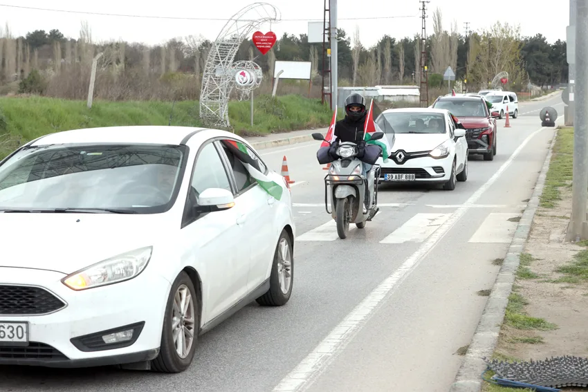 Kırklareli’de Filistin’e destek konvoyu düzenlendi