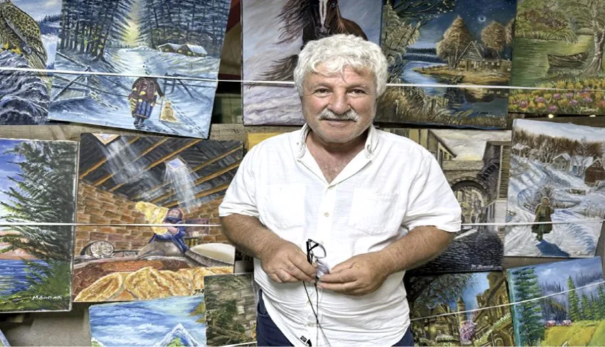 Emekli inşaat ustası 71 yaşındaki ressam altıncı sergisini açtı