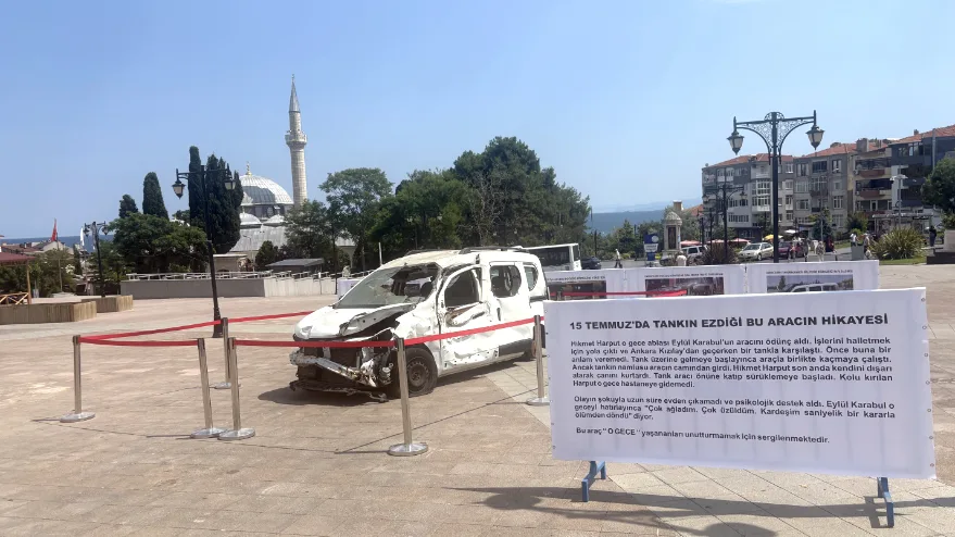 15 Temmuz gecesi tankın ezdiği araç Tekirdağ’da sergileniyor