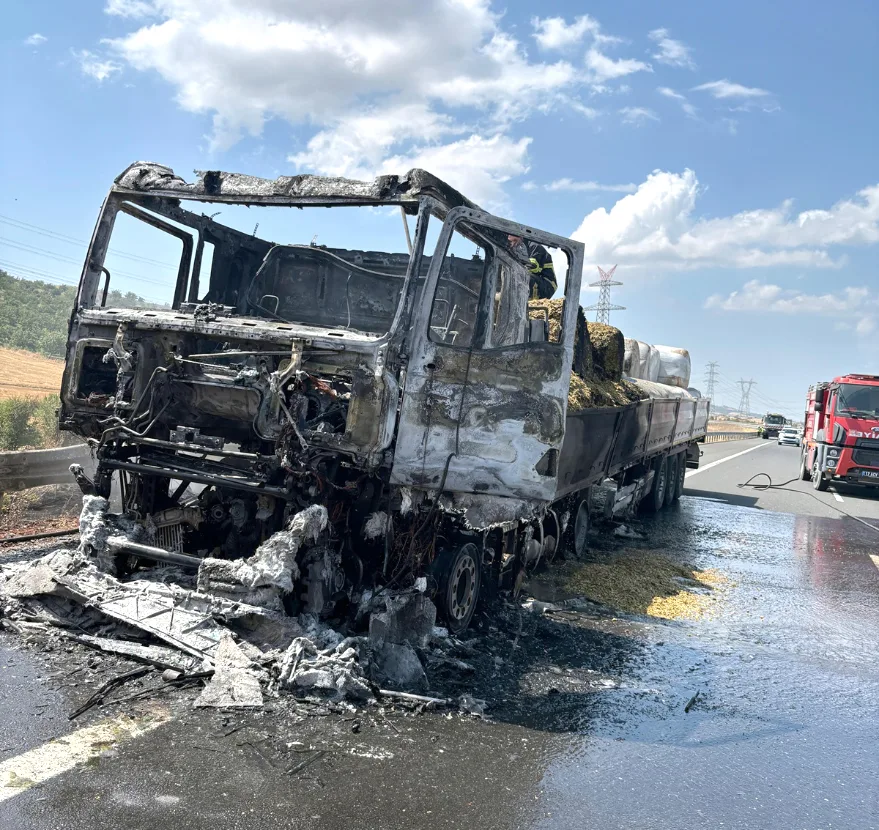 Gelibolu’da seyir halindeki TIR alev alev yandı